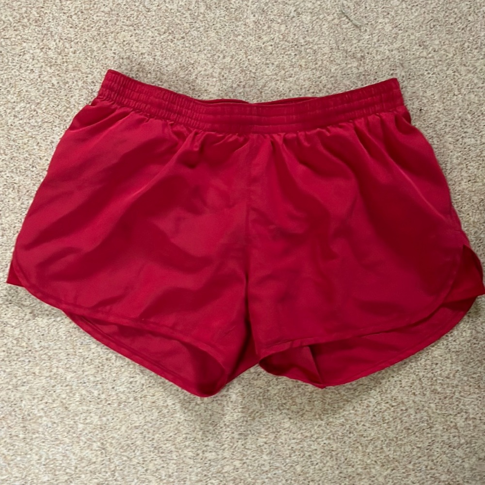 Red athletic shorts